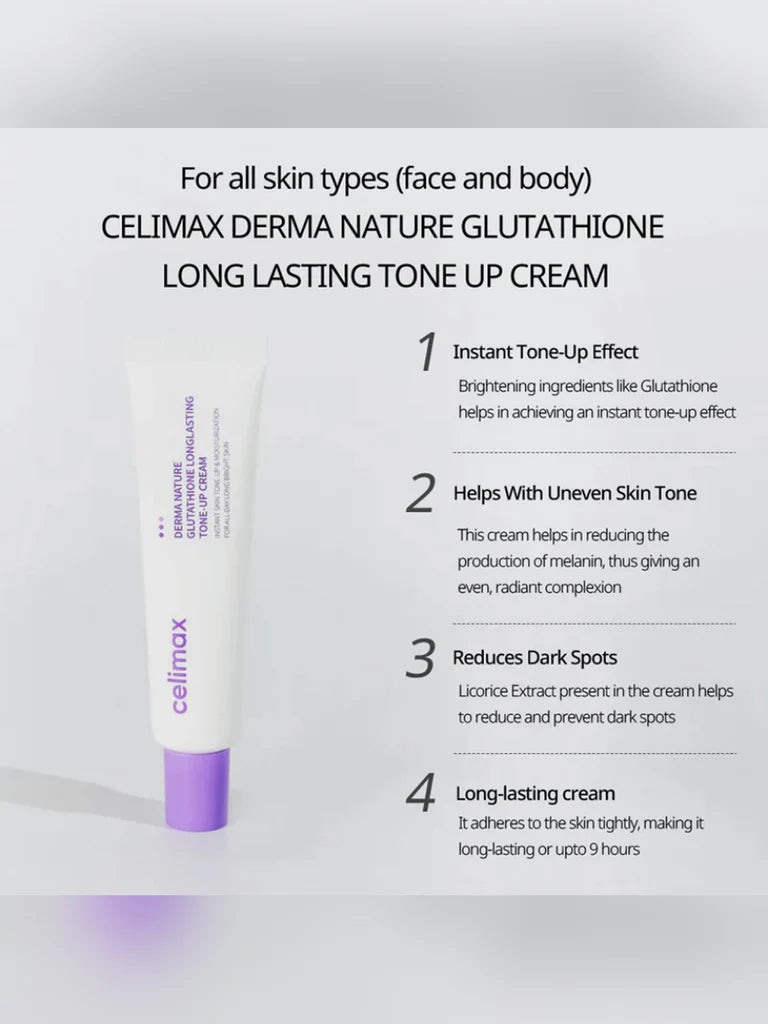 celimax glutathione Derma Nature Longlasting Tone-up Cream 35ml– Cosmovanitytheoriginals brightening moisturizer How to use Glutathione (Reduced) 500mg 60 SIZE:350ML