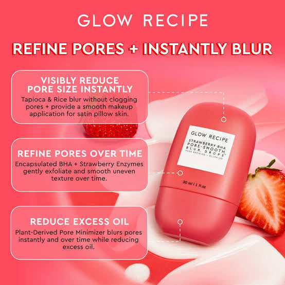 Glow recipe strawberry pore smoth blur drops